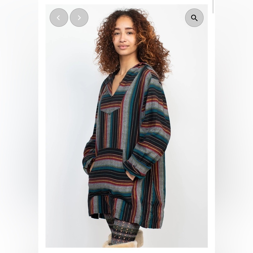Lakhays Unisex Stripe Baja Hoodie Made in Nepal Size Medium